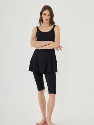 Siyah Büyük Beden Taytlı Elbise Mayo