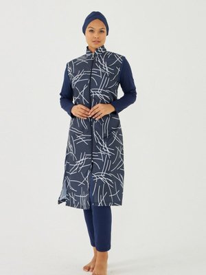 Lacivert Uzun Kol Hakim Yaka Tam Kapalı Mayo Lacivert Uzun Kol Hakim Yaka Tam Kapalı Mayo