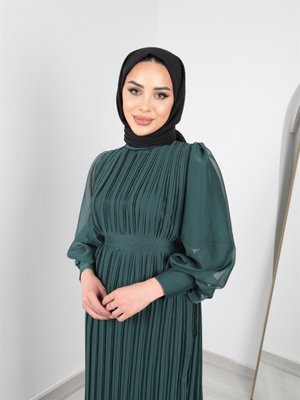 Janjan Yeşil Abiye Elbise