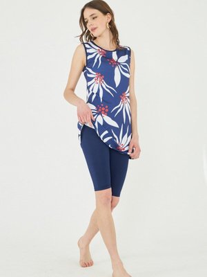 Lacivert Dev Çiçekler Mayo