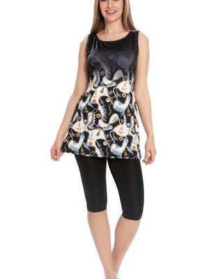 Siyah Alt Detay Zincir Desenli Mayo Siyah Alt Detay Zincir Desenli Mayo