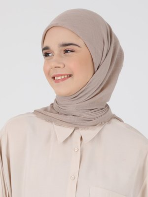 Açık Vizon Düz Flam Eşarp