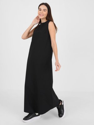 Siyah Pamuk Kumaşlı Kolsuz Elbise