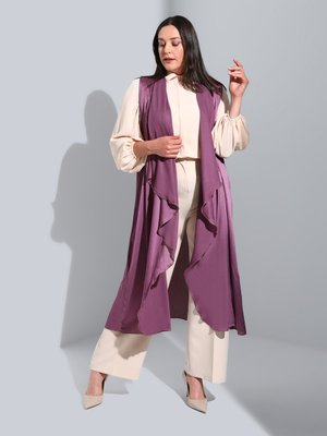 Büyük Beden Asimetrik Kesim Yelek Açık Mor