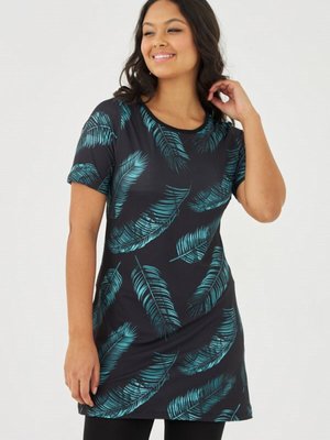 Siyah Kol Palmiye Yaprağı Desenli Mayo Siyah Kol Palmiye Yaprağı Desenli Mayo