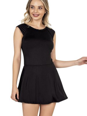 Siyah Yarı Şortlu Etekli Mayo