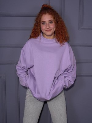 Bisiklet Yaka Oversize Mor İçi Polarlı Sweatshirt Bisiklet Yaka Oversize Mor İçi Polarlı Sweatshirt