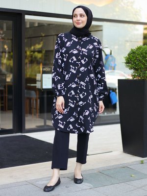 Siyah Desenli Tunik
