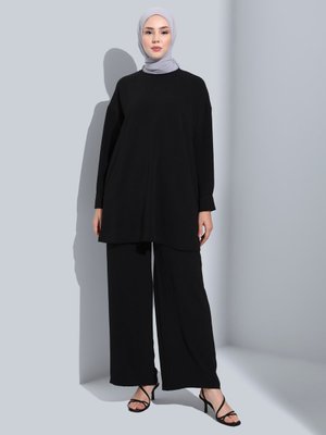 Siyah Aerobin Tunik & Pantolon İkili Takım