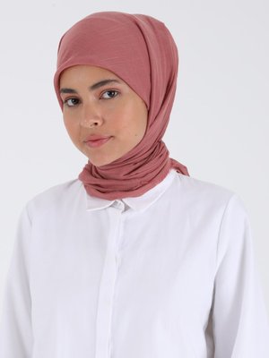 Somon Düz Flamlı Eşarp Koyu