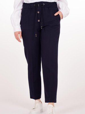Lacivert Beli Bağcıklı Havuç Pantolon