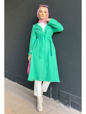 Zümrüt Yeşi̇li̇ Zera Kuşaklı Trenç Zümrüt Yeşi̇li̇ Zera Kuşaklı Trenç