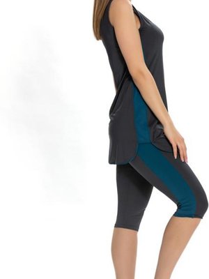 Antrasit Taytlı Spor Tasarım Tam Mayo