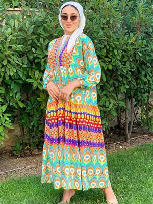 Mint Begonvil Viskon Elbise