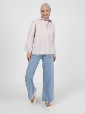 Açık Lila Gizli Düğmeli Poplin Gömlek