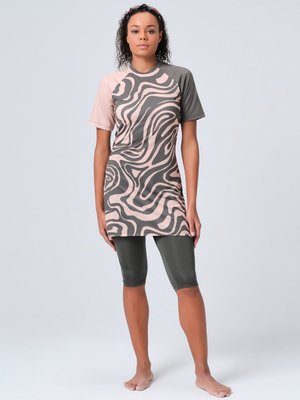 Haki Patchwork Yarım Kol Yarı Kapalı Mayo