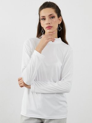 Beyaz Balıkçı Yaka Uzun Kollu Bluz