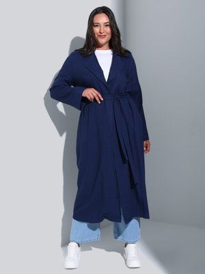 Koyu Lacivert Büyük Beden Kuşaklı Kap