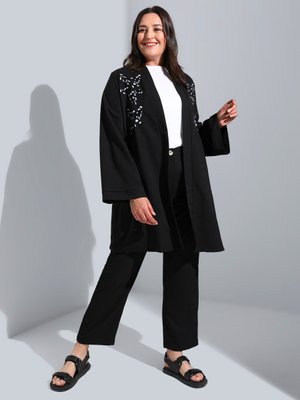 Siyah Büyük Beden Kap & Pantolon İkili Takım