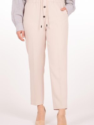 Bej Beli Bağcıklı Havuç Pantolon