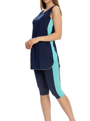 Lacivert Taytlı Spor Tasarım Mayo