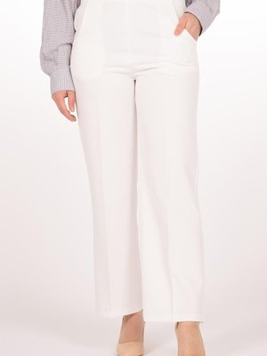 Beyaz Yüksek Bel Klasik Pantolon