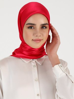 Fuşya İpek Saten Eşarp
