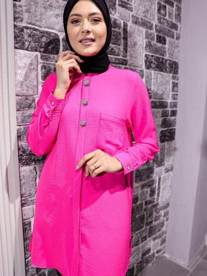 Fuşya Taşlı Aerobin Tunik