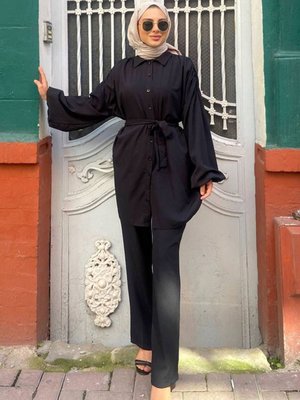 Siyah Valerie Gofre Takım