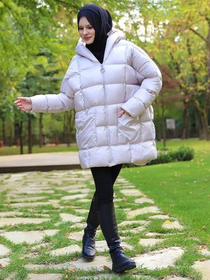 Gri Muzze Yorgan Mont