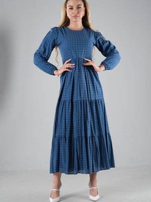 İndigo Hasır Kemerli Fisto Elbise İndigo Hasır Kemerli Fisto Elbise
