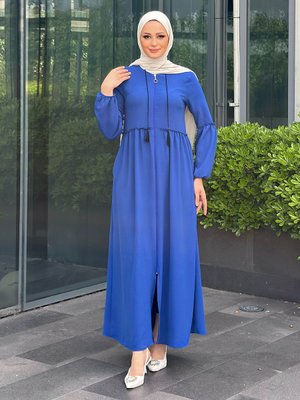 Saks Mavisi İp Detaylı Ferace