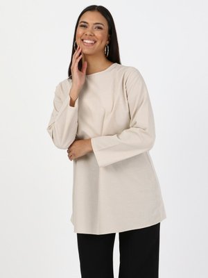 Bej Büyük Beden Basic Dokuma Tunik Bej Büyük Beden Basic Dokuma Tunik