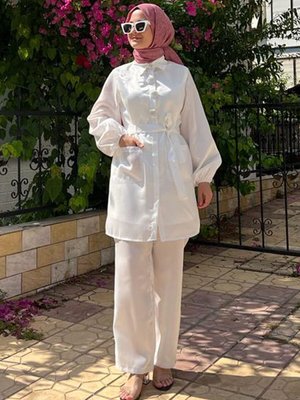 Ekru Elray Janjan Broşlu Takım