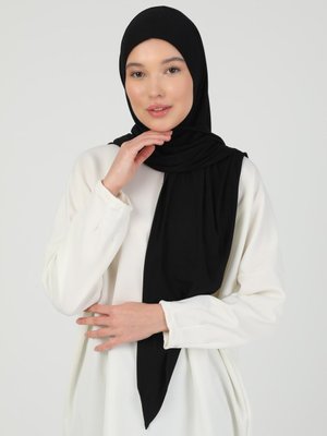 Siyah Fermuarlı Viskon Hijab