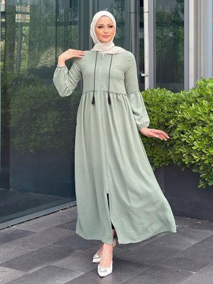 Su Yeşili İp Detaylı Ferace