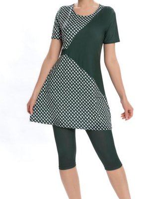 Petrol Yeşili Likralı Yarı Kazayağı Desenli Mayo Petrol Yeşili Likralı Yarı Kazayağı Desenli Mayo