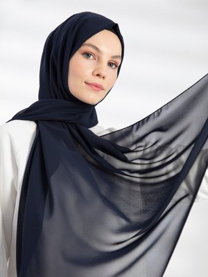 Lacivert Şifon Şal