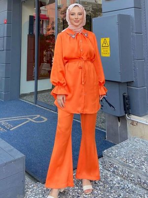 Turuncu Kelebek Saten Takım