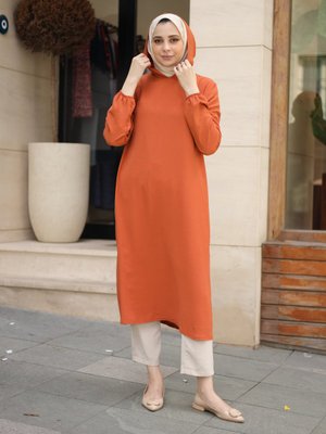 Kiremit Ayrobin Kapüşonlu Tunik Kiremit Ayrobin Kapüşonlu Tunik