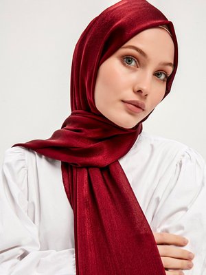 Bordo Janjanlı Krinkıl Şal