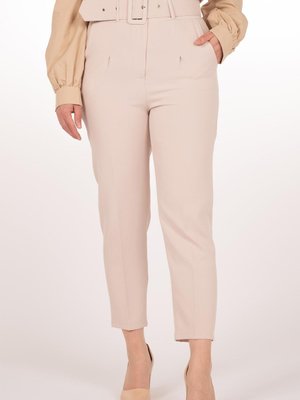 Bej Yüksek Bel Kalem Pantolon