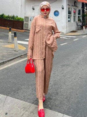 Latte Cepli Saten İkili Takım Latte Cepli Saten İkili Takım