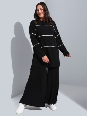 Siyah Büyük Beden Tunik & Pantolon İkili Takım