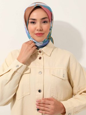 Çok Renkli Alice Tasarım Desenli Twill Eşarp