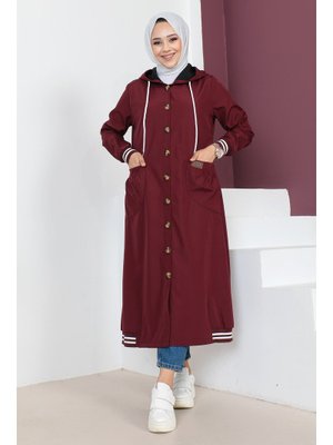 Bordo Ribanalı Trençkot