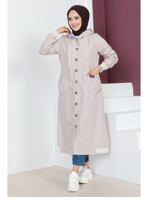 Bej Ribanalı Trençkot