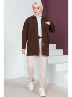 Kahverengi Nakış Detaylı Ceket
