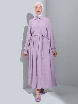 Mor A Kesim Kuşaklı Aerobin Elbise