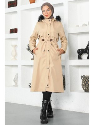 Bej Beli Bağcıklı Mont Bej Beli Bağcıklı Mont